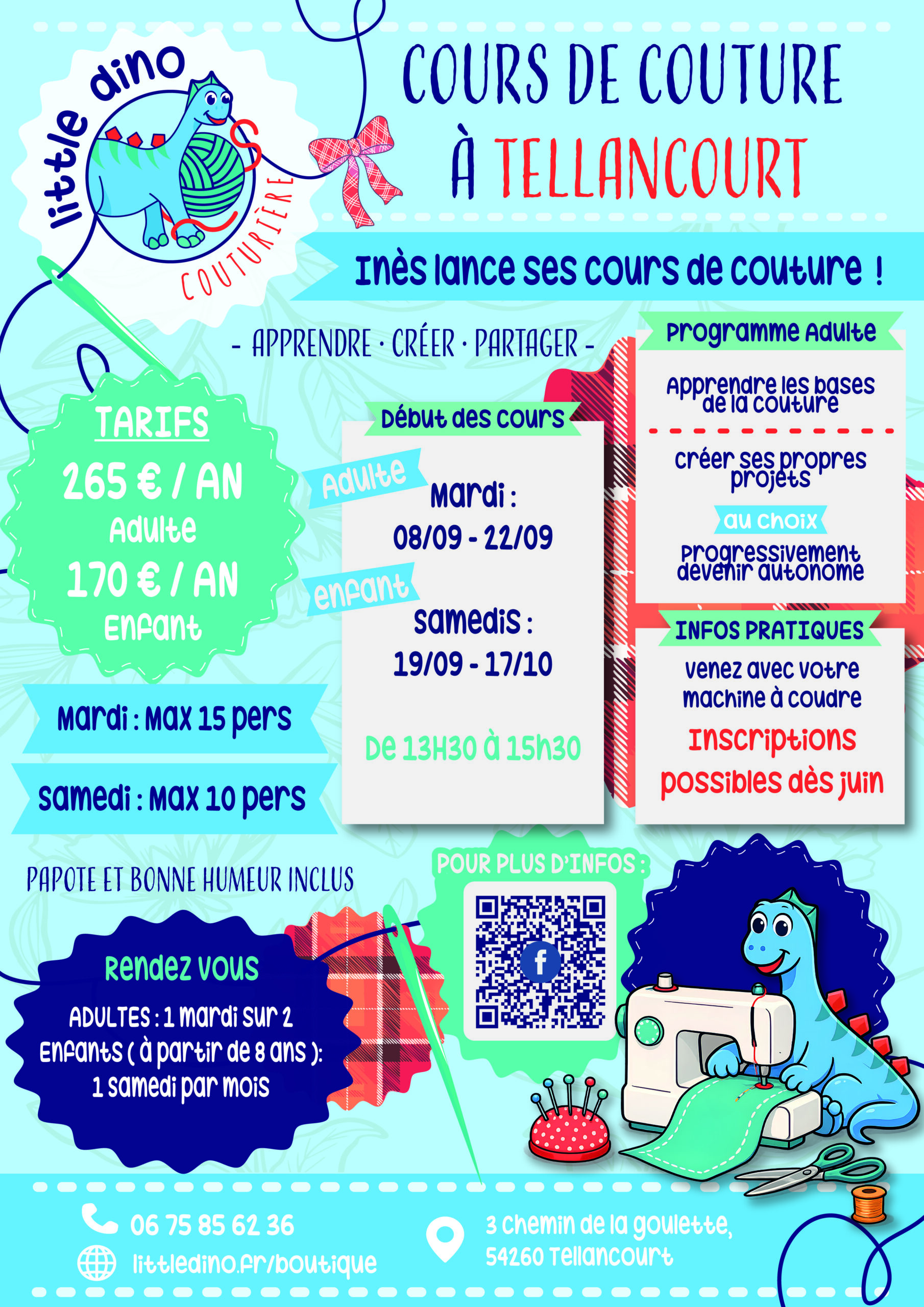 LITTLE DINO_Affiche A3 cours de couture_2026.05
